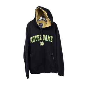 Vintage Champs Y2K Notre Dame University Hoodie Men XL Black Football Patch Logo